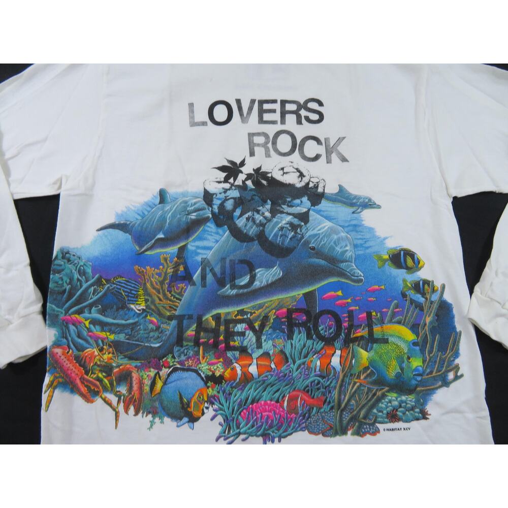 Lovers Rock and They Roll Habitat T-Shirt Long Sleeve Sz L 1990s - Picture 2 of 7